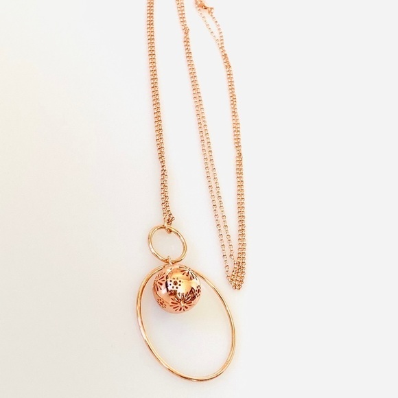 Necklace Rose Gold Plated with Hallow Ball 36” - Picture 2 of 8